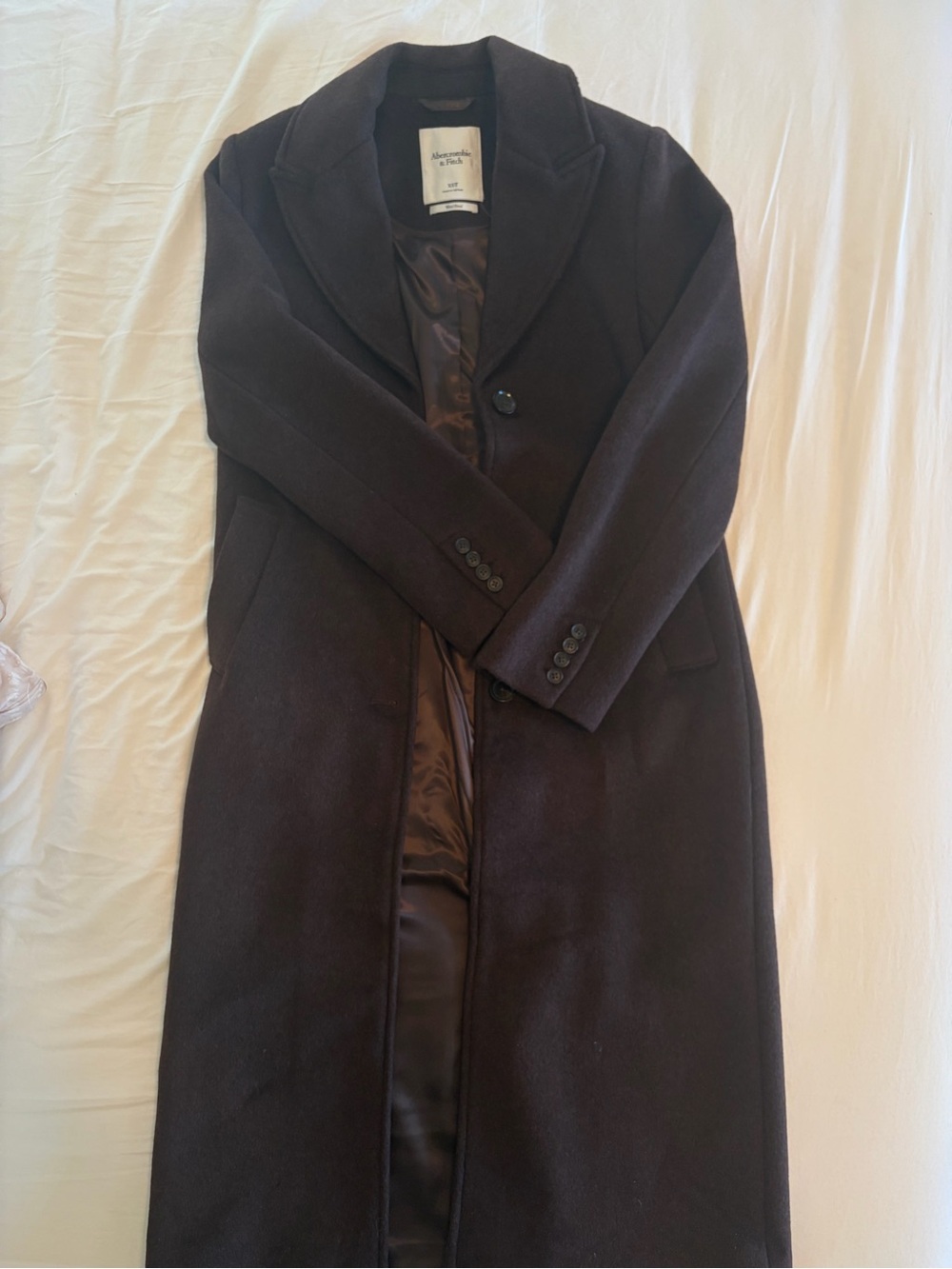 Abercrombie Women’s Recycled Wool-Blend Tailored Topcoat, Dark Coffee
